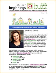 Cover Image: Better Beginnings Buzz for Families Mar 2020