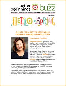 Cover Image: Better Beginnings Buzz for Families Mar 2021