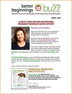 Cover Image: Better Beginnings Buzz for Families Apr 2020