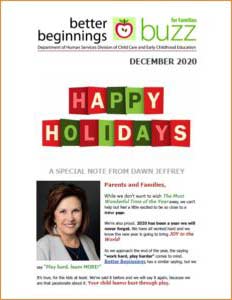 Cover Image: Better Beginnings Buzz for Families Dec 2020