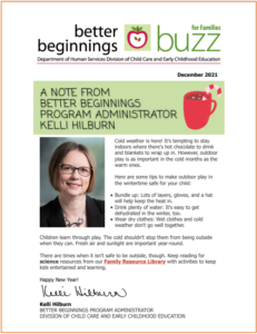 Cover Image: Better Beginnings Buzz for Families Dec 2021