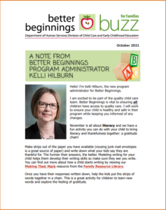 Cover Image: Better Beginnings Buzz for Families Oct 2021